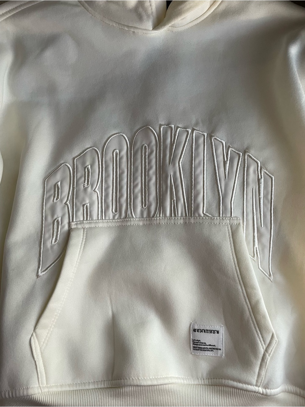 NWOT Cream Public Supply Brooklyn Embroidered Hoodie